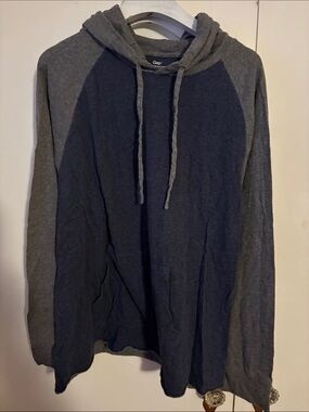 GAP Men's Navy and Gray Raglan Hooded Pullover